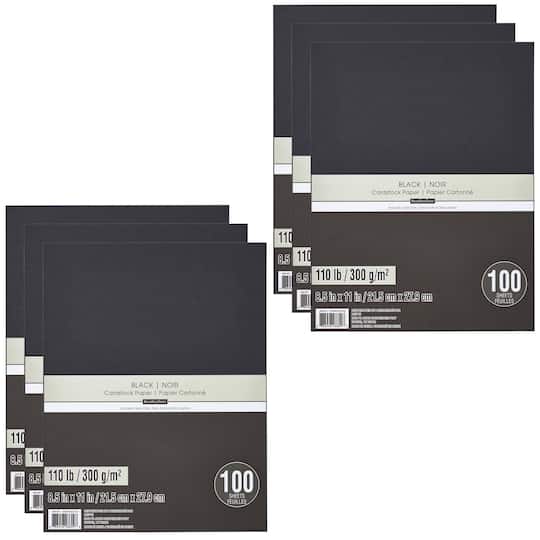 6 Packs: 100 ct. (600 total) Black Heavyweight 8.5" x 11" Cardstock Paper by Recollections™